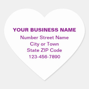 Purple Minimal Plain Texts of Brand on White Heart Sticker