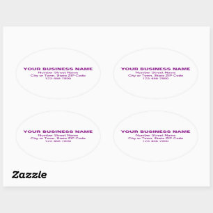 Purple Minimal Plain Texts of Brand on White Oval Sticker