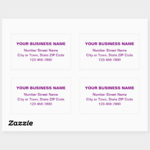 Purple Minimal Plain Texts of Brand on White Rectangular Sticker