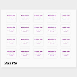 Purple Minimal Plain Texts of Brand on White Square Sticker