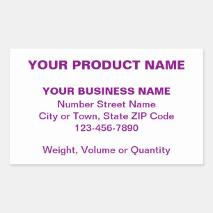 Purple Minimal Plain Texts of Product on White Rectangular Sticker
