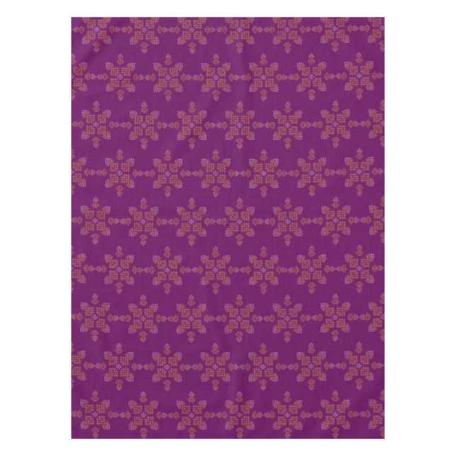 Purple Minimal South Indian Kolam Design Tablecloth (Front)