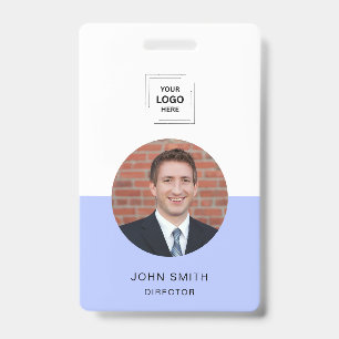 Purple Minimal Stylish Photo Identity Design ID Badge
