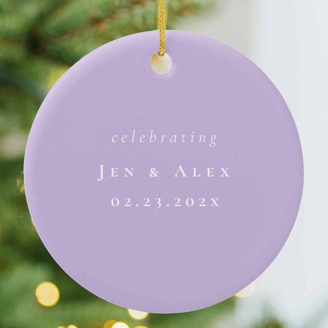 Purple Minimal Wedding Christmas Ornament (Creator Uploaded)