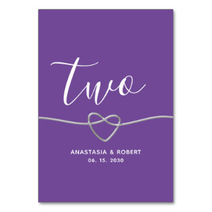Purple Minimal Wedding Table Number