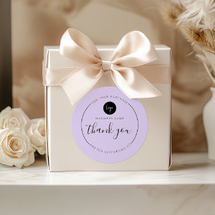 Purple Minimalist Aesthetic Thank You Circle Classic Round Sticker