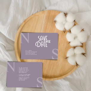 Purple Minimalist & Elegant Bold Initials Wedding  Save The Date