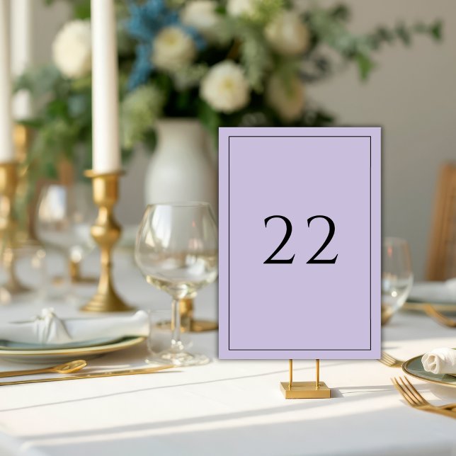 Purple Minimalist Elegant Wedding  Table Number (Creator Uploaded)