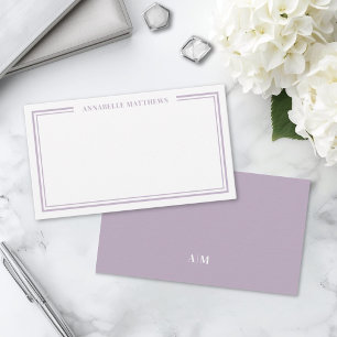 Purple Minimalist Initial Name Monogram Card