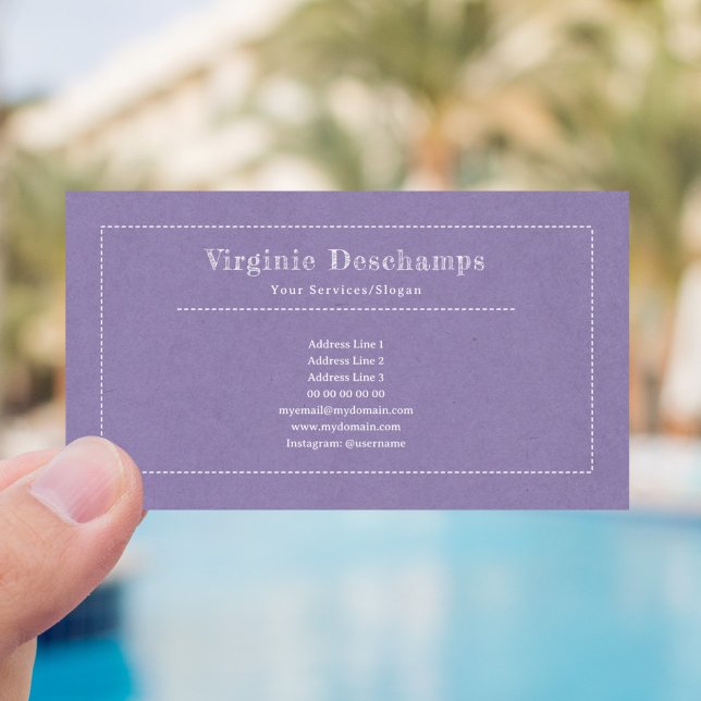 Purple Minimalist Kraft Rustic Business Card (Kraft & Rustic Purple Business Card)
