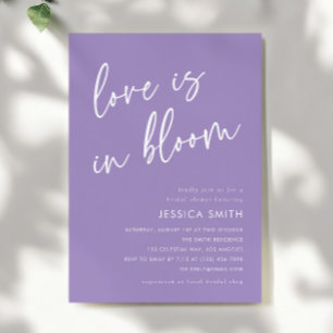 Purple Minimalist Love is in Bloom Bridal Shower Invitation