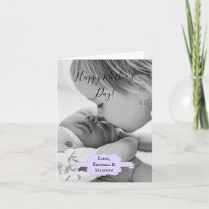 Purple Minimalist Photo Mother's Day Card