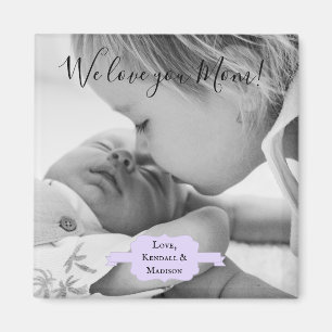 Purple Minimalist Photo Mother's Day Magnet