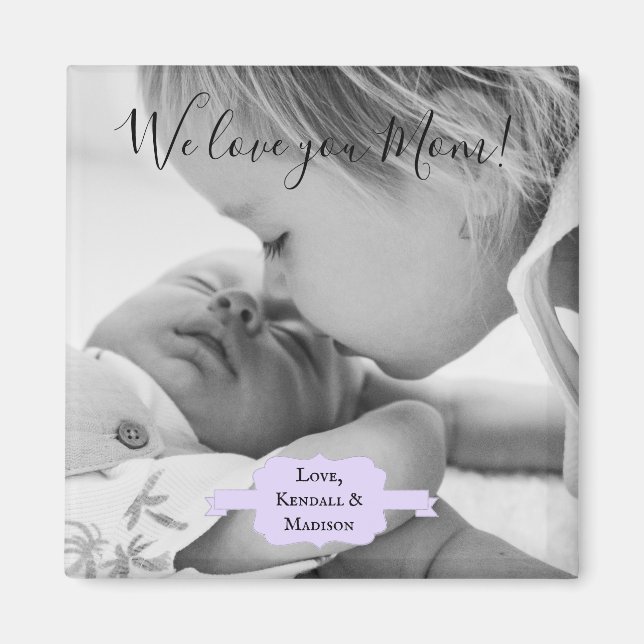 Purple Minimalist Photo Mother's Day Magnet (Front)