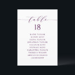 Purple Minimalist Script Seating Plan Table Number<br><div class="desc">This is a customisable table number seating plan. It features a purple whimsical script and classic typography. Personalise by adding your own details. This minimalist table seating plan is perfect for weddings,  baby showers,  bridal showers,  birthdays,  and so much more.</div>