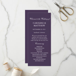 Purple Minimalist Simple Modern Elegant Wedding  Programme