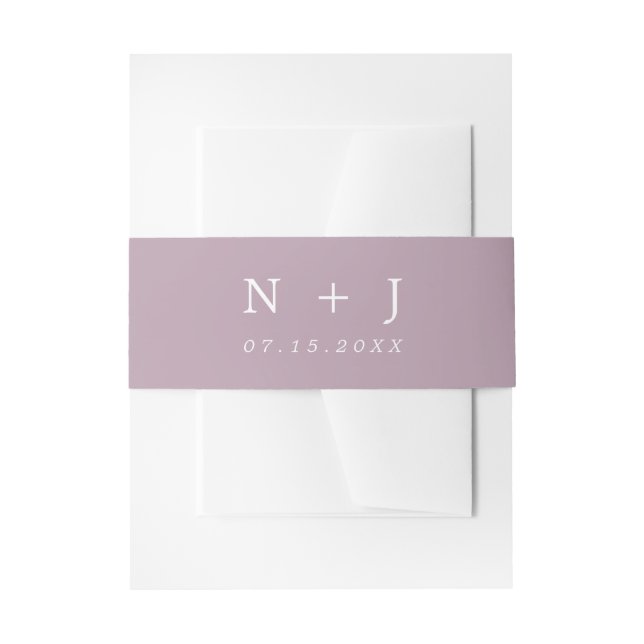 purple minimalist simple modern wedding Monogram Invitation Belly Band (Front Example)