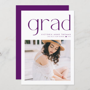 Purple Minimalist Typography Photo Graduation Announcement