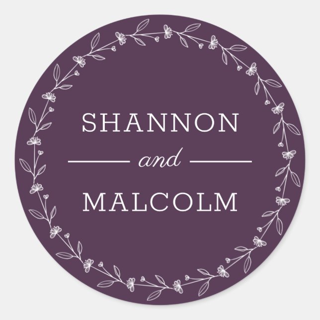 Purple Minimalist Wedding Envelope Seal (Front)