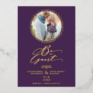 Purple Minimalist Wedding Fancy Round Photo