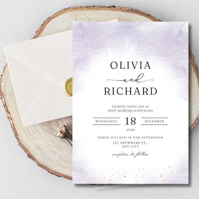 Purple Minimalist Wedding Invitation Modern Elegan (Creator Uploaded)