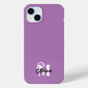 Purple minimalistic monogramed  iPhone 15 mini case
