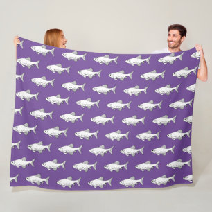 Purple Minnow Pattern Fish Fleece Blanket