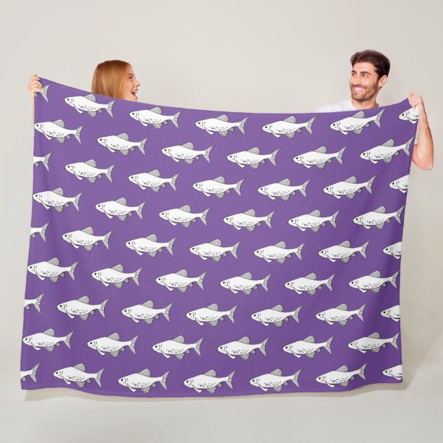 Purple Minnow Pattern Fish Fleece Blanket (In Situ)