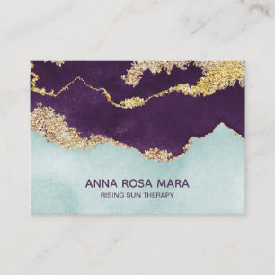 *~* Purple Mint Blue Geode Gold Glitter Agate Business Card