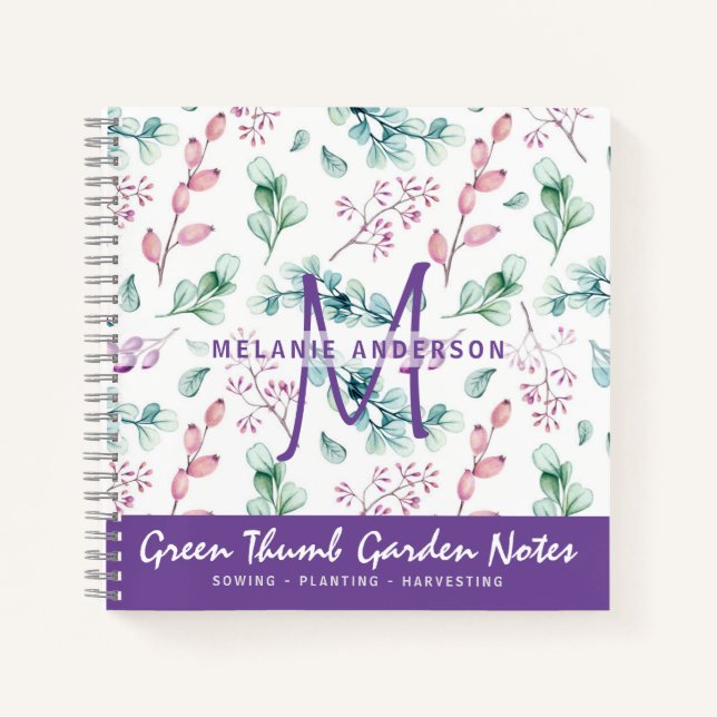 Purple Mint Floral Gardeners Journal Gardenning (Front)