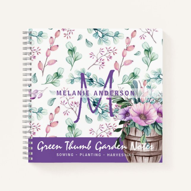 Purple Mint Floral Gardeners Journal Gardenning (Front)