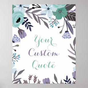 Purple mint floral Personalized quote art print