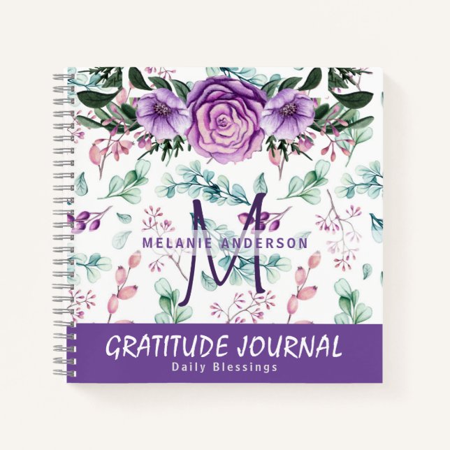 Purple Mint Flowers  Gratitude Blessing Journal (Front)