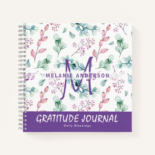 Purple Mint Flowers  Gratitude Blessing Journal (Front)