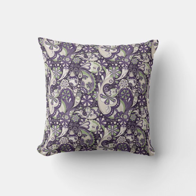 Purple Mint Paisley Pillow (Front)