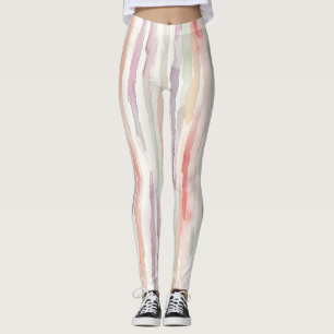 Purple Mint Peach Rose Stripes Leggings