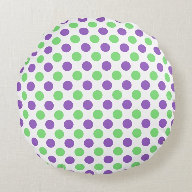 Purple Mint Polka Dot - Medium Dot Round Pillow (Front)