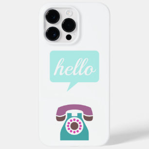 Purple Mint Retro Telephone Hello Typography Quote Case-Mate iPhone 14 Pro Max Case