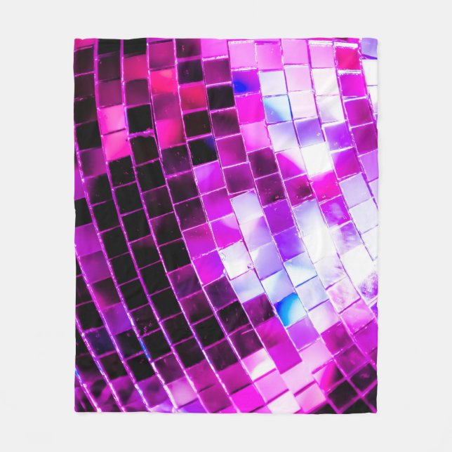 Purple Mirror Disco Ball Fleece Blanket (Front)