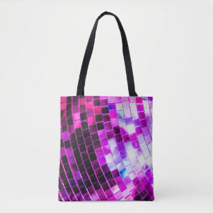 Purple Mirror Disco Ball Tote Bag