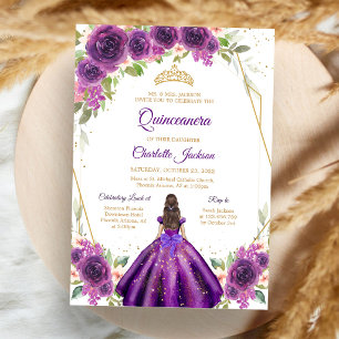 Purple Mis Quince Invitation, Lilac Quinceanera  Invitation