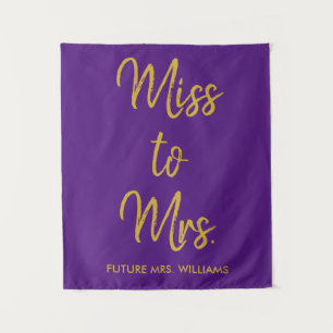 Purple Miss to Mrs Backdrop Bridal Shower Prop Tapestry