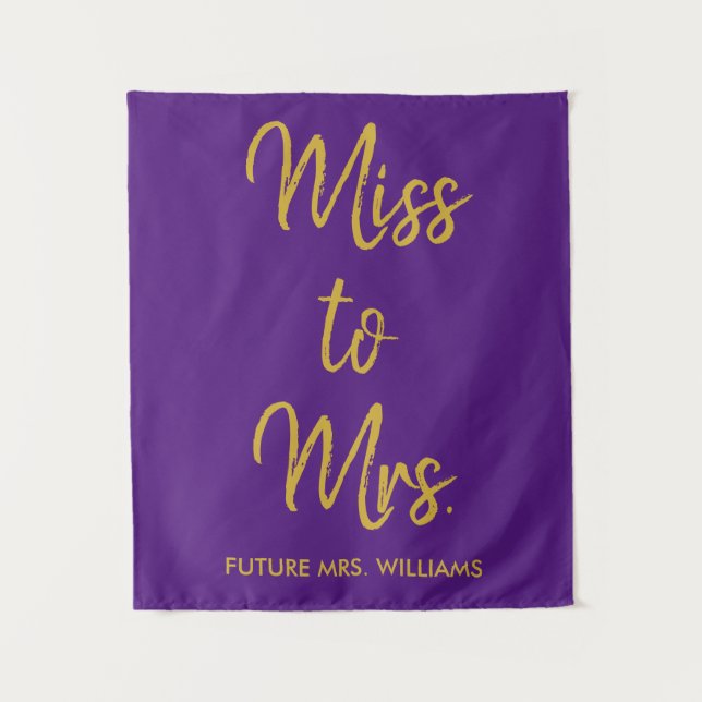Purple Miss to Mrs Backdrop Bridal Shower Prop Tapestry (Front)
