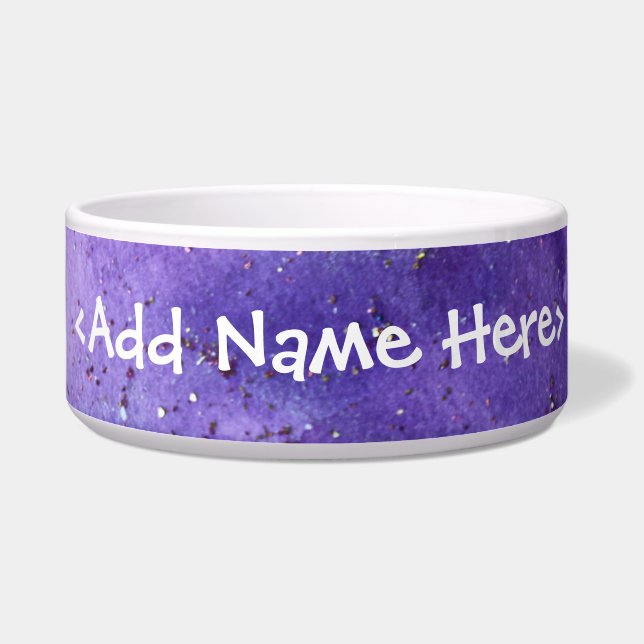 Purple Mist Pet Bowl with Custom Personal Name 2 (Left)