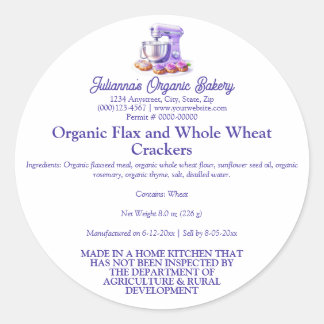 Purple Mixer Bread Bakery Food Product Label