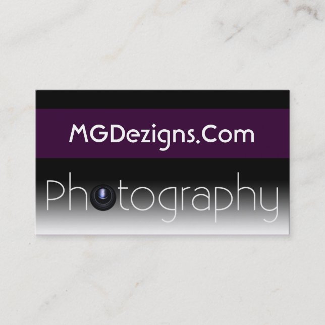 purple Mod Photoraphy, camera lens Business Card (Front)