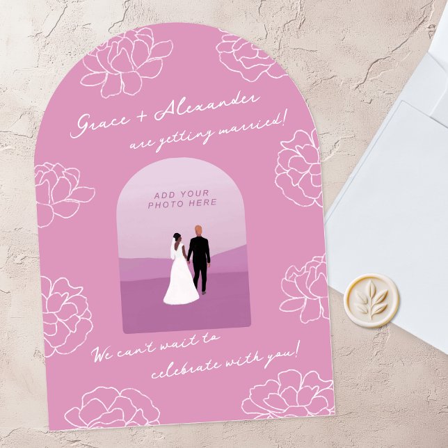 Purple Modern Arch Botanical Wedding Invitation (Creator Uploaded)