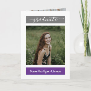 Purple Modern Block 5-Photo Graduation Invitation