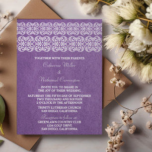 Purple Modern Bohemian Wedding Invite