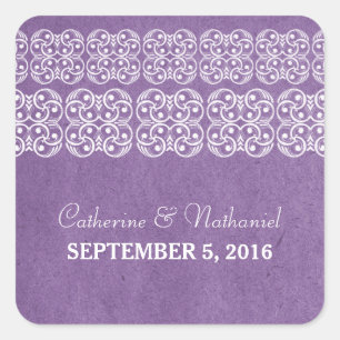 Purple Modern Bohemian Wedding Stickers